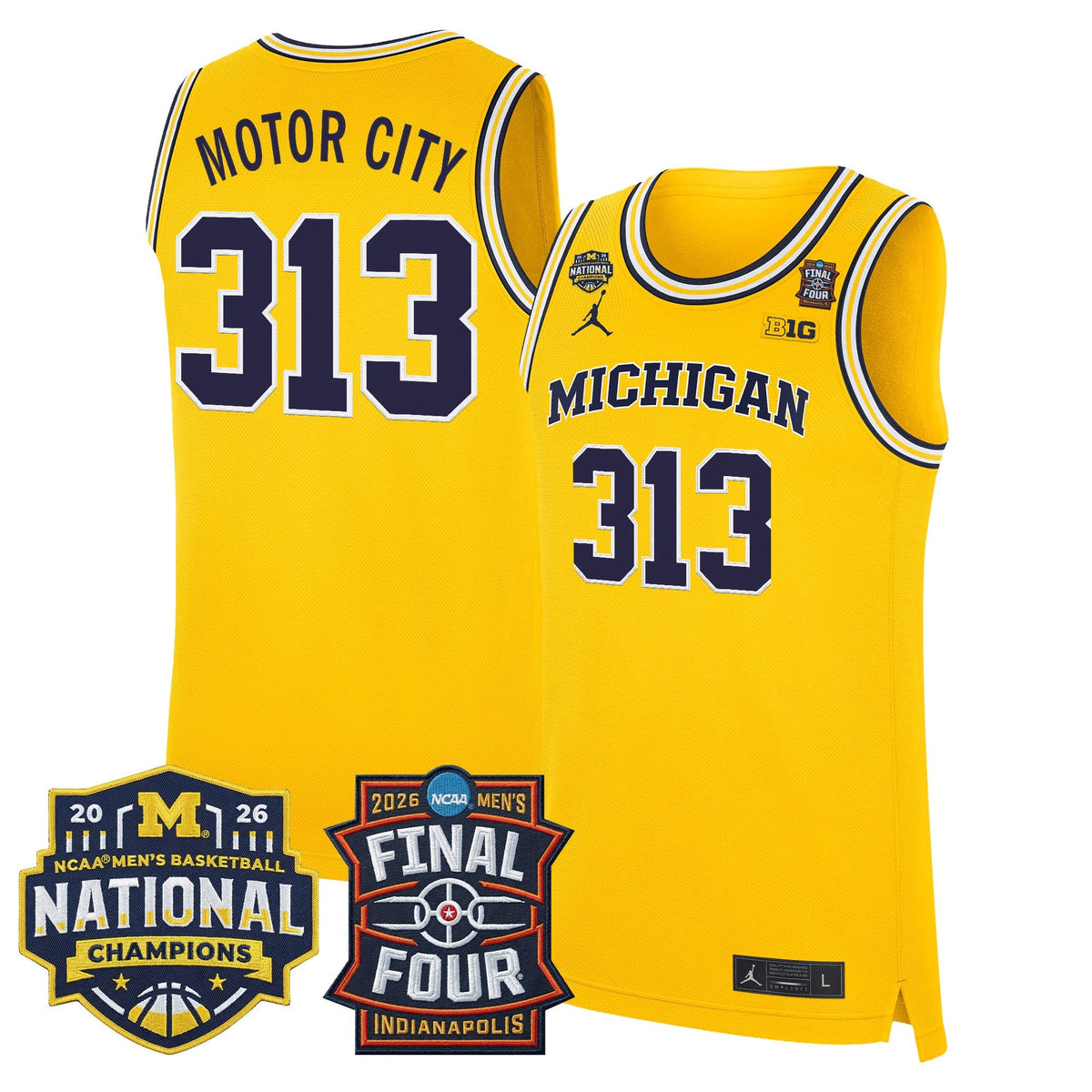 Michigan Wolverines 2026 Final Four & National Champions Patch Basketball Jersey - All Stitched for Men product image 8,