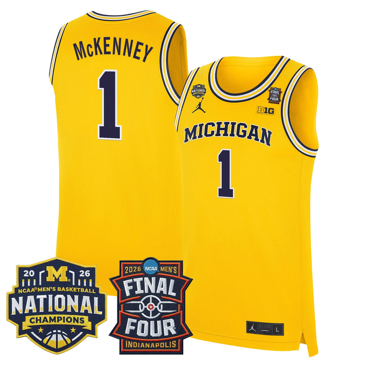 Michigan Wolverines 2026 Final Four & National Champions Patch Basketball Jersey - All Stitched for Men product image 35,