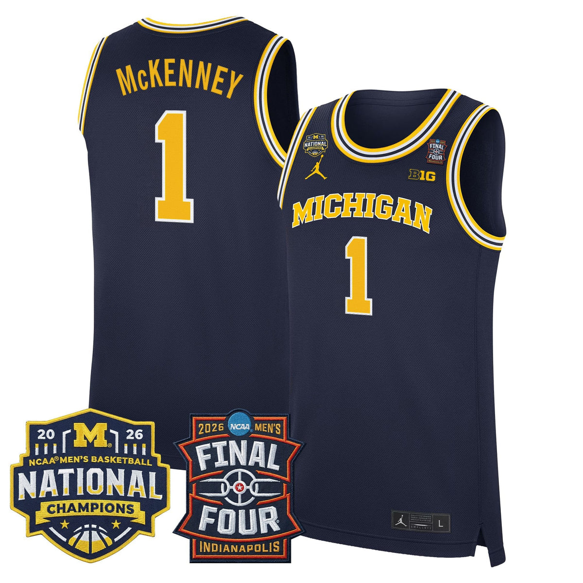 Michigan Wolverines 2026 Final Four & National Champions Patch Basketball Jersey - All Stitched for Men product image 39,