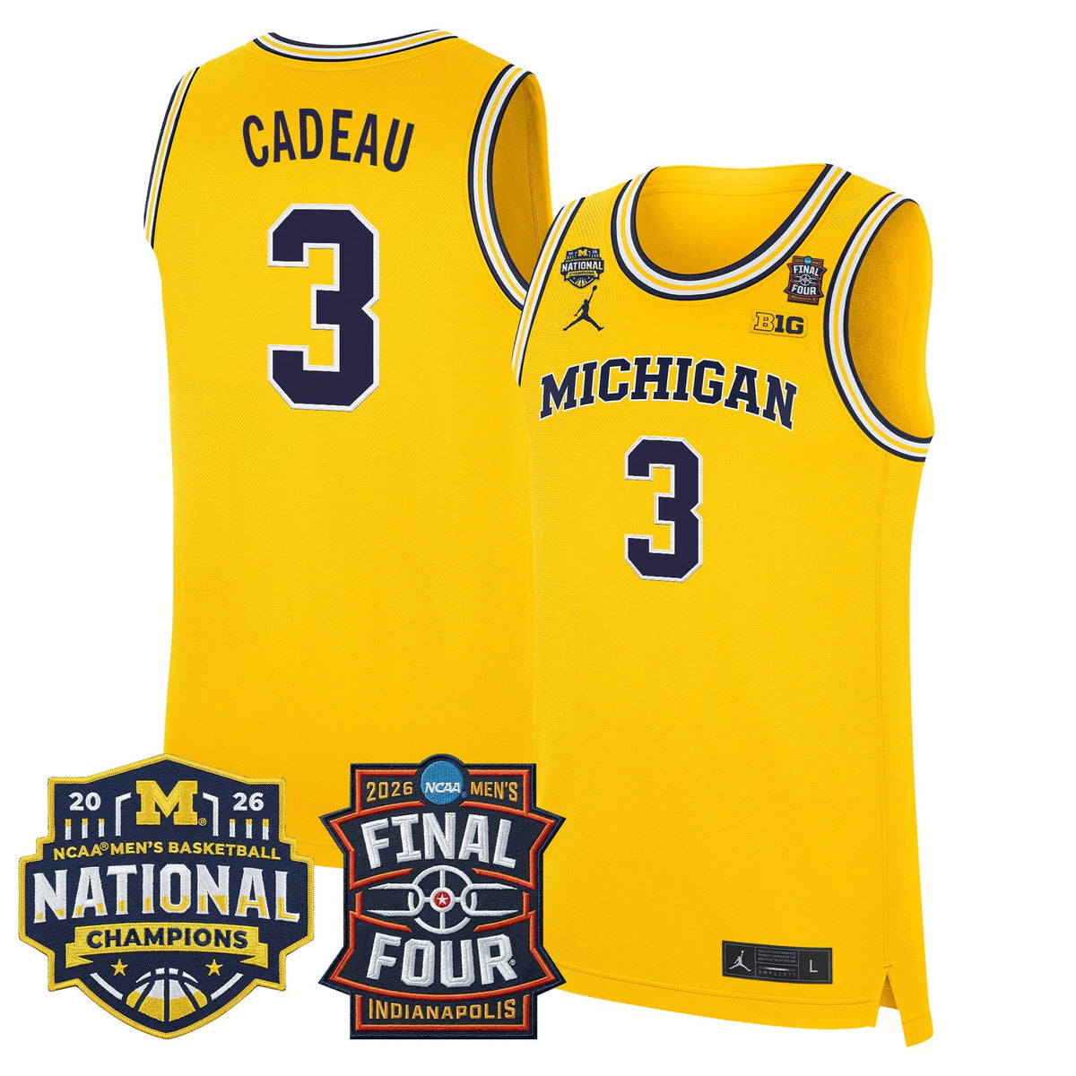 Michigan Wolverines 2026 Final Four & National Champions Patch Basketball Jersey - All Stitched for Men product image 9,