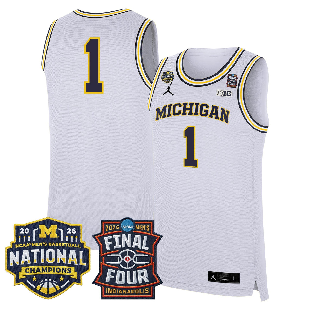 Michigan Wolverines 2026 Final Four & National Champions Patch Basketball Jersey - All Stitched for Men product image 6,