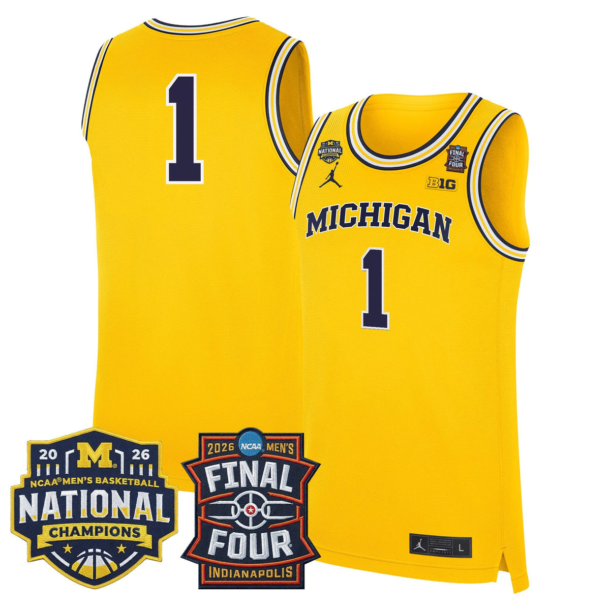 Michigan Wolverines 2026 Final Four & National Champions Patch Basketball Jersey - All Stitched for Men product image 12,