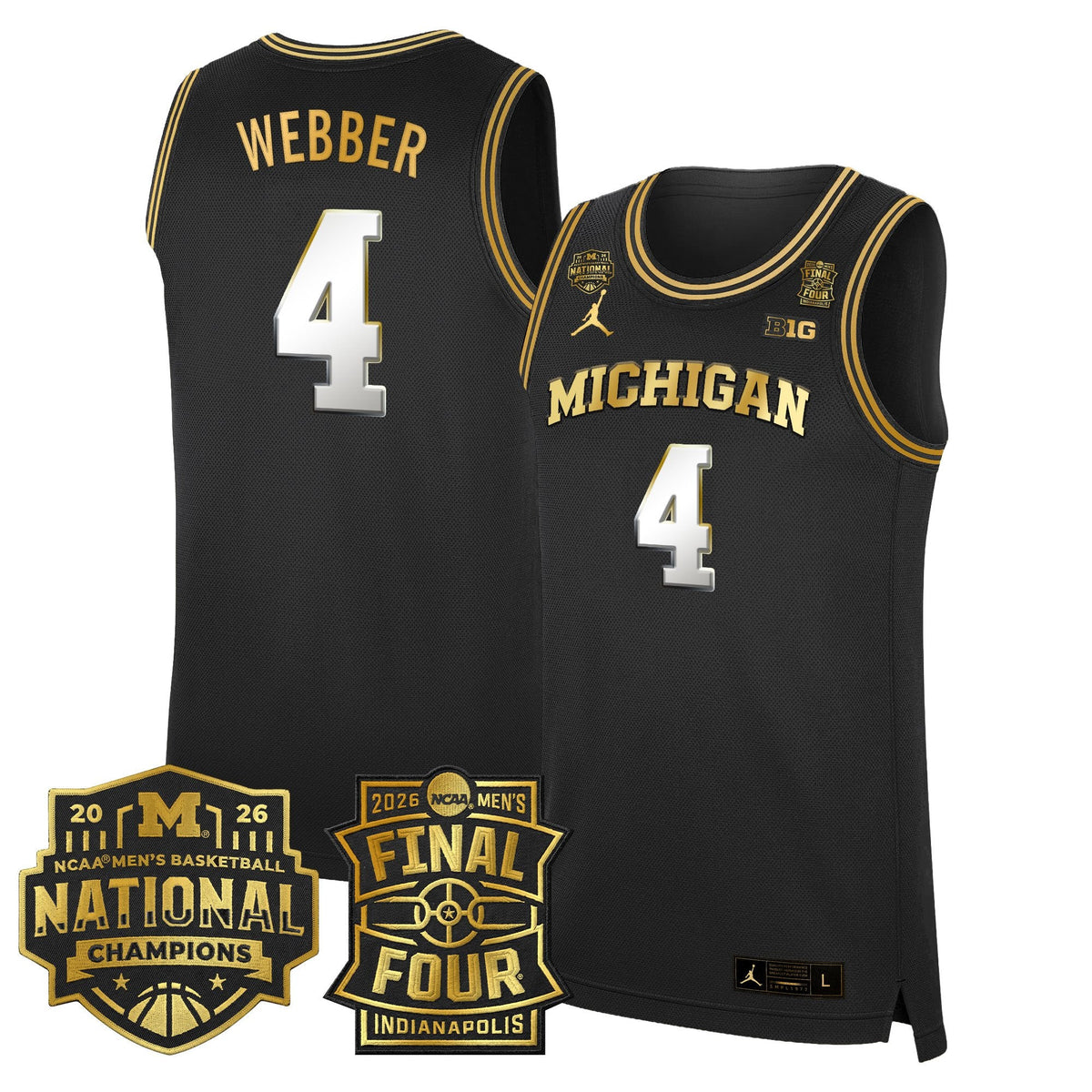 Michigan Wolverines 2026 Final Four & National Champions Patch Basketball Jersey - All Stitched for Men product image 29,