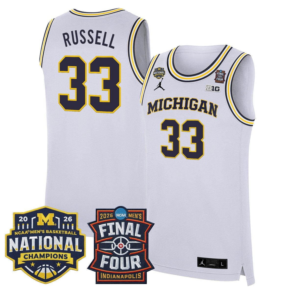 Michigan Wolverines 2026 Final Four & National Champions Patch Basketball Jersey - All Stitched for Men product image 33,