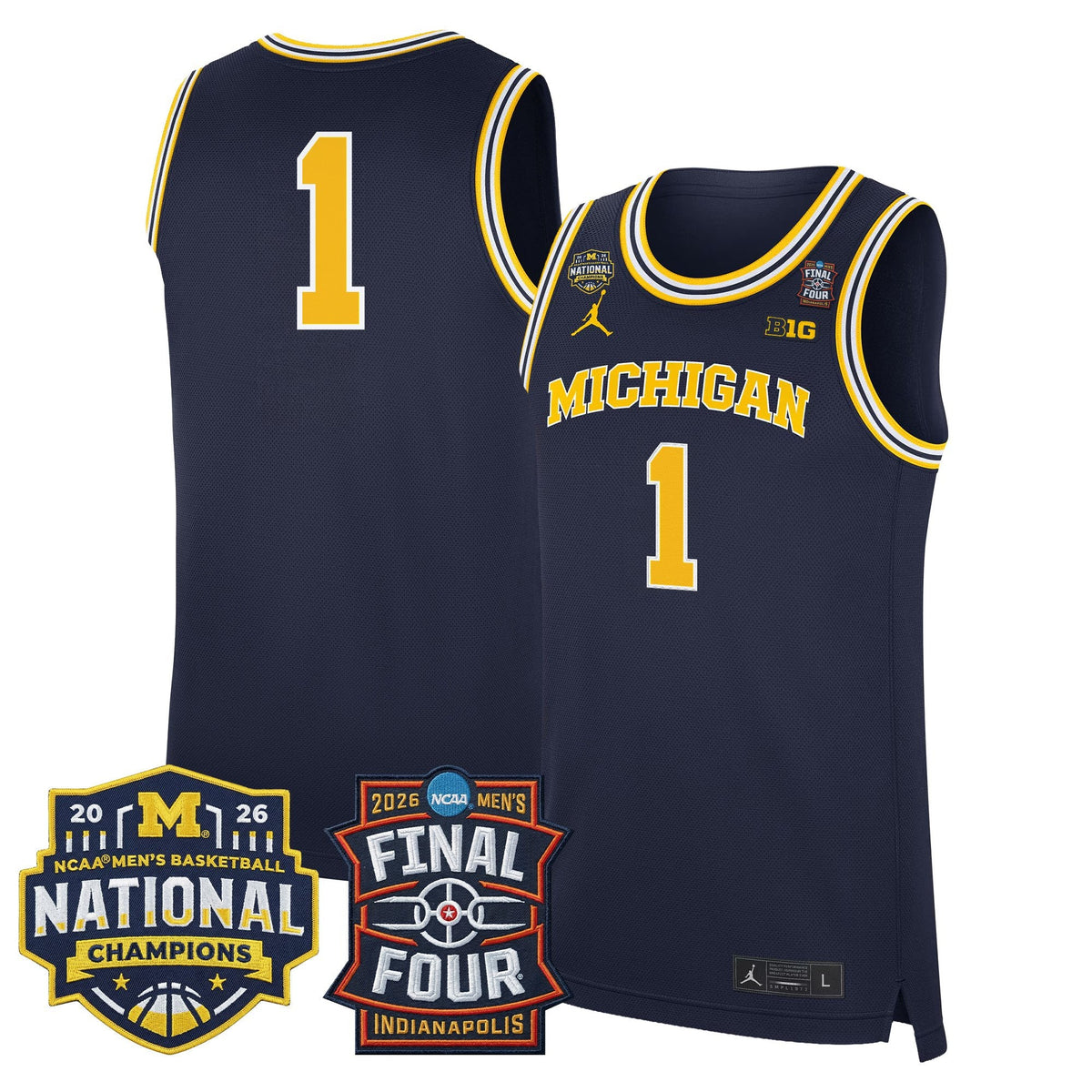 Michigan Wolverines 2026 Final Four & National Champions Patch Basketball Jersey - All Stitched for Men product image 18,