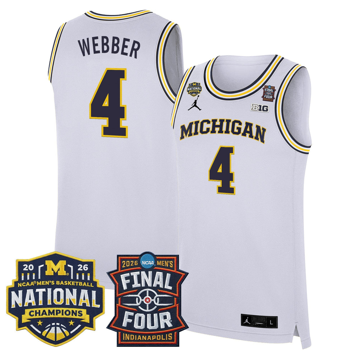 Michigan Wolverines 2026 Final Four & National Champions Patch Basketball Jersey - All Stitched for Men product image 32,
