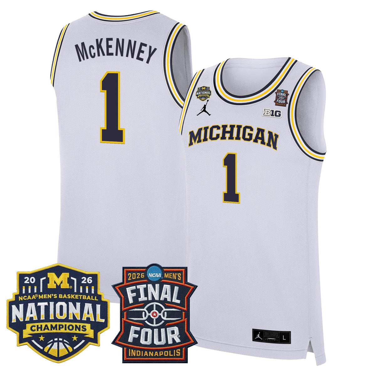 Michigan Wolverines 2026 Final Four & National Champions Patch Basketball Jersey - All Stitched for Men product image 27,