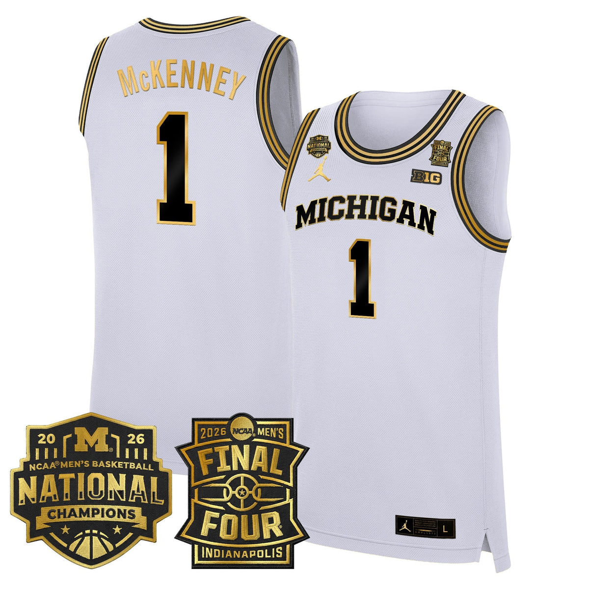Michigan Wolverines 2026 Final Four & National Champions Patch Basketball Jersey - All Stitched for Men product image 21,