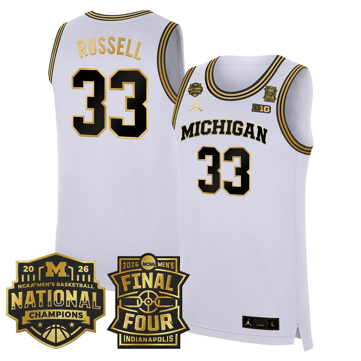 Michigan Wolverines 2026 Final Four & National Champions Patch Basketball Jersey - All Stitched for Men product image 23,