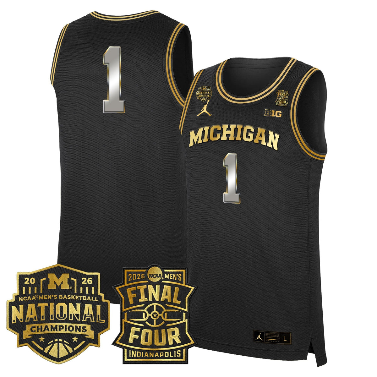 Michigan Wolverines 2026 Final Four & National Champions Patch Basketball Jersey - All Stitched for Men product image 31,