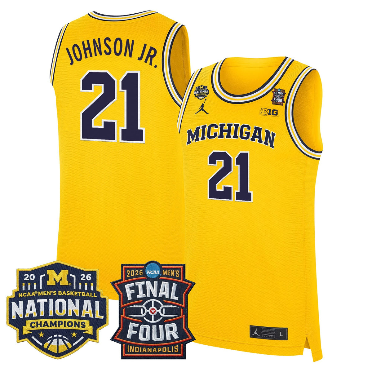 Michigan Wolverines 2026 Final Four & National Champions Patch Basketball Jersey - All Stitched for Men product image 10,