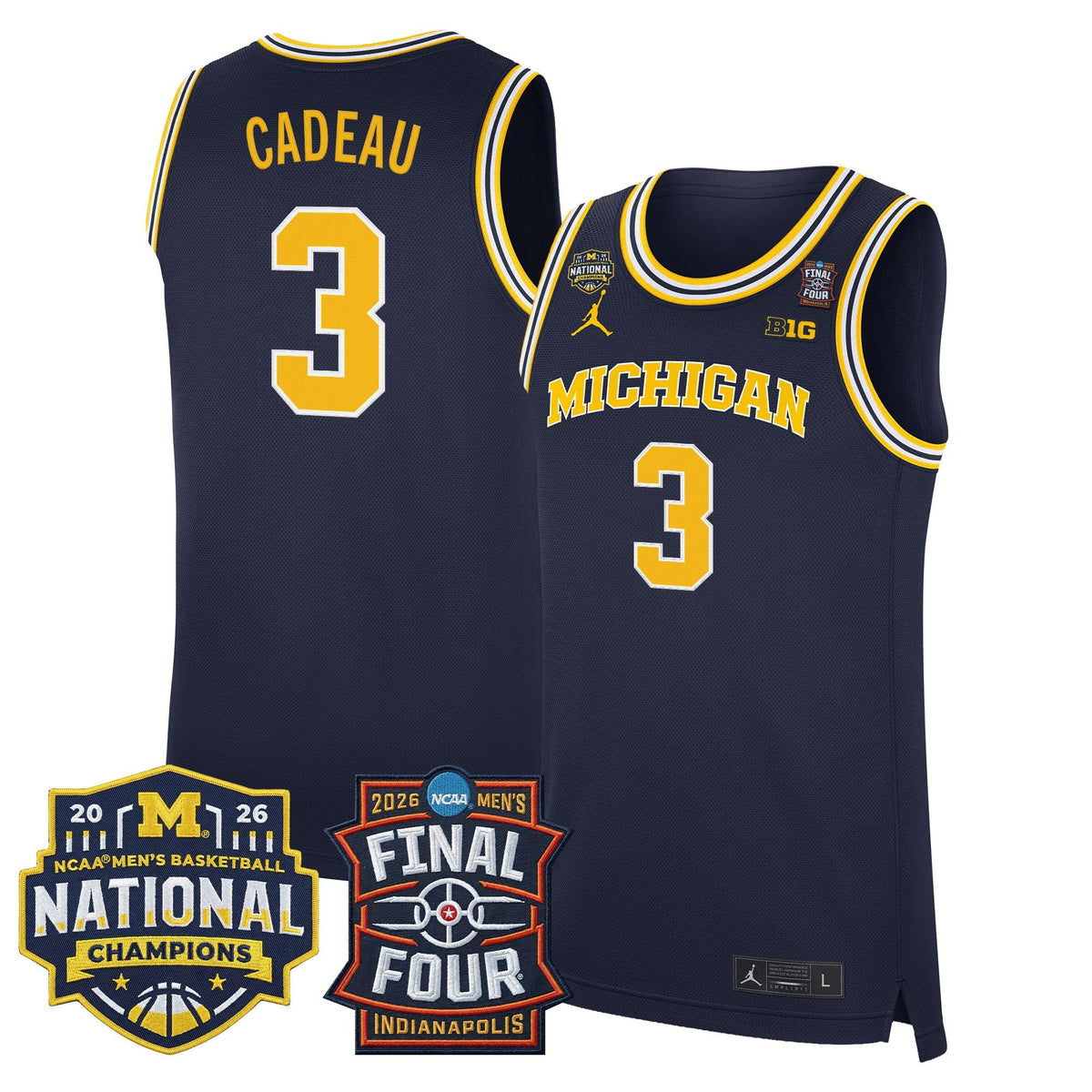 Michigan Wolverines 2026 Final Four & National Champions Patch Basketball Jersey - All Stitched for Men product image 15,