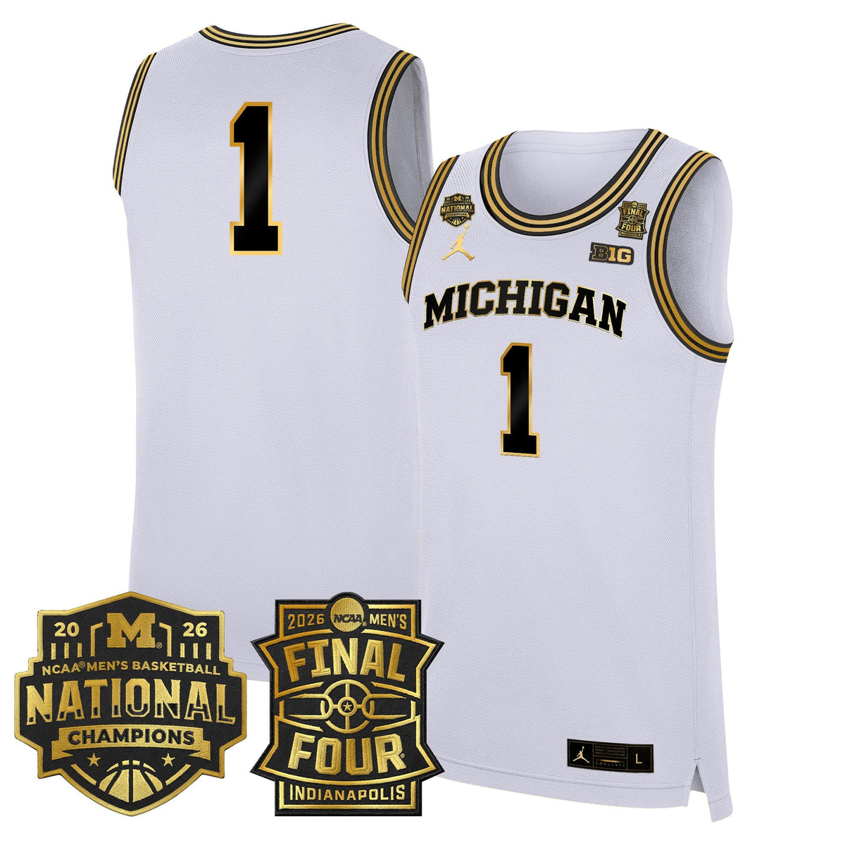 Michigan Wolverines 2026 Final Four & National Champions Patch Basketball Jersey - All Stitched for Men product image 24,