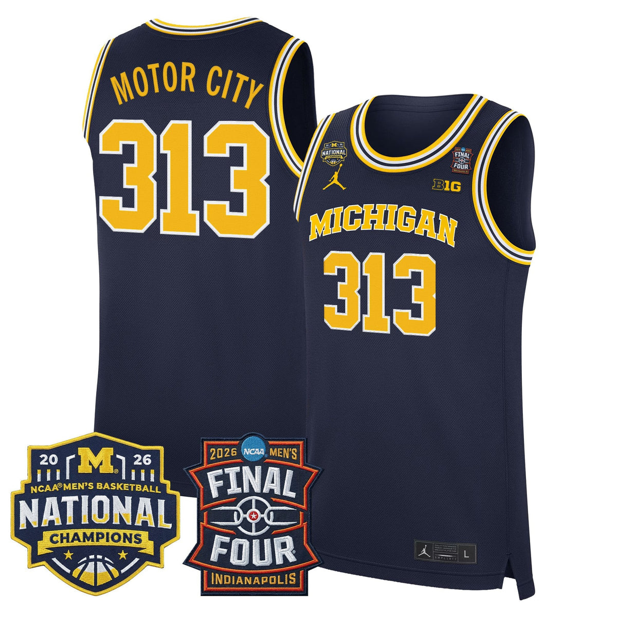 Michigan Wolverines 2026 Final Four & National Champions Patch Basketball Jersey - All Stitched for Men product image 14,