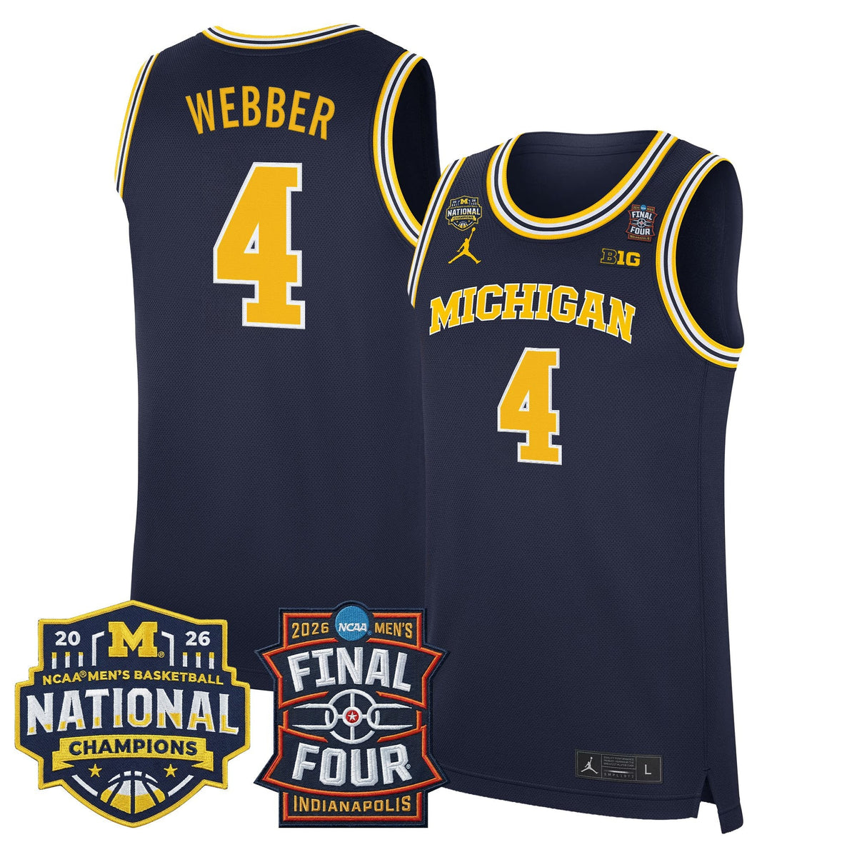 Michigan Wolverines 2026 Final Four & National Champions Patch Basketball Jersey - All Stitched for Men product image 16,