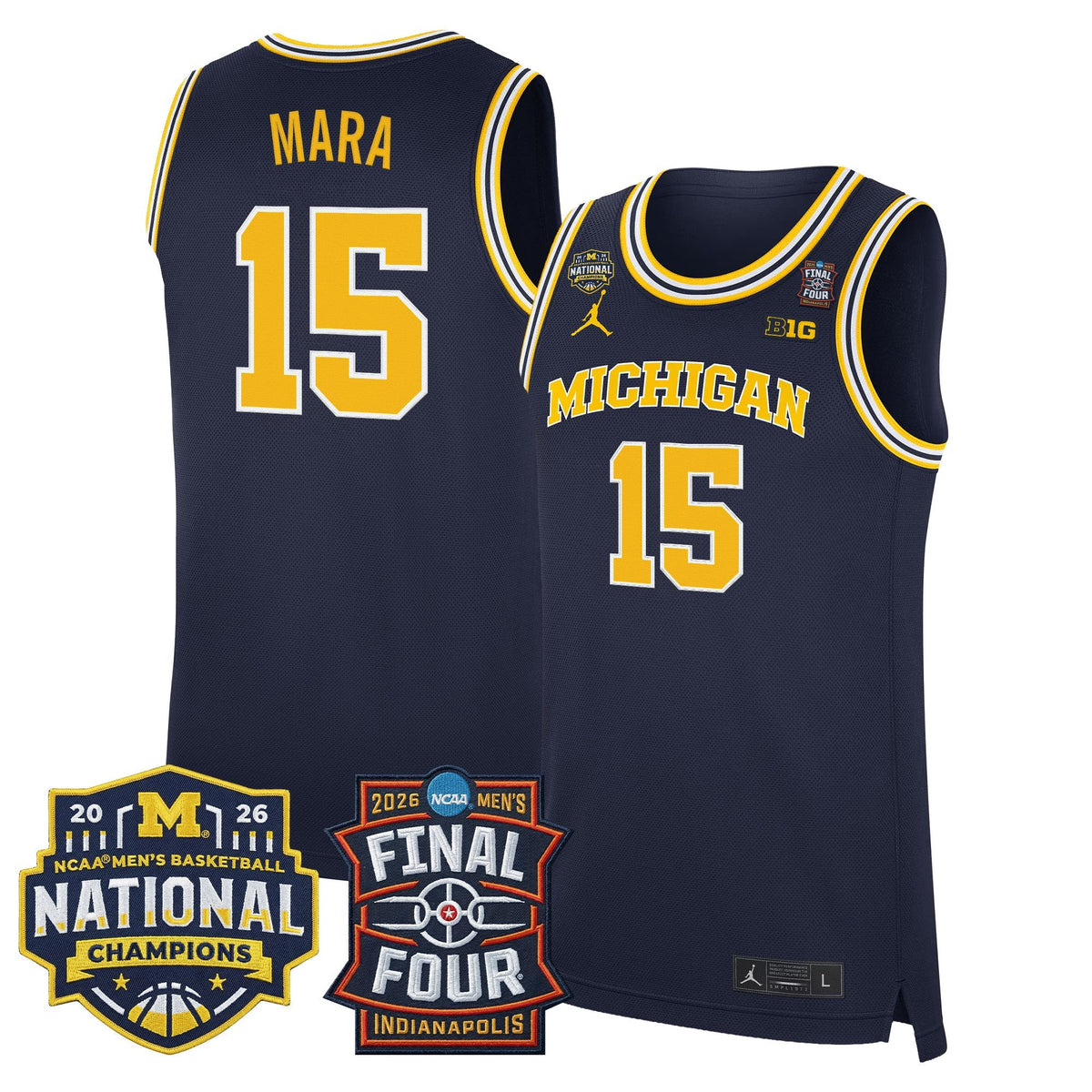 Michigan Wolverines 2026 Final Four & National Champions Patch Basketball Jersey - All Stitched for Men product image 38,