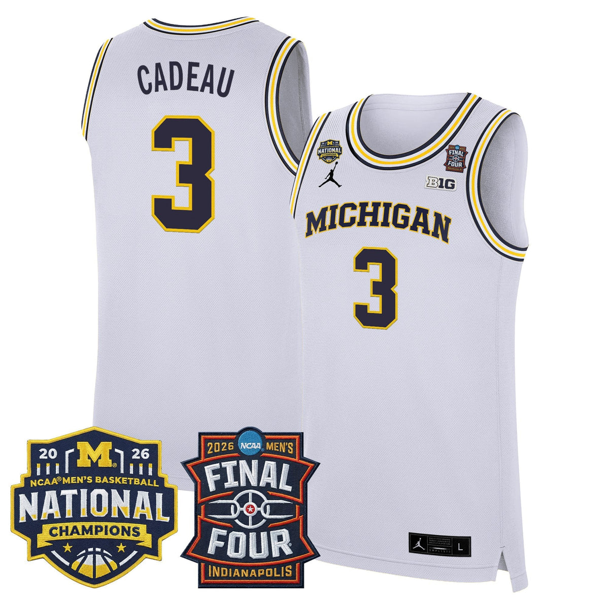 Michigan Wolverines 2026 Final Four & National Champions Patch Basketball Jersey - All Stitched for Men product image 3,