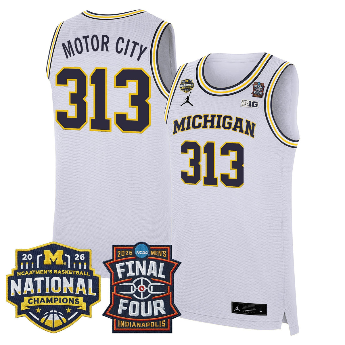 Michigan Wolverines 2026 Final Four & National Champions Patch Basketball Jersey - All Stitched for Men product image 2,