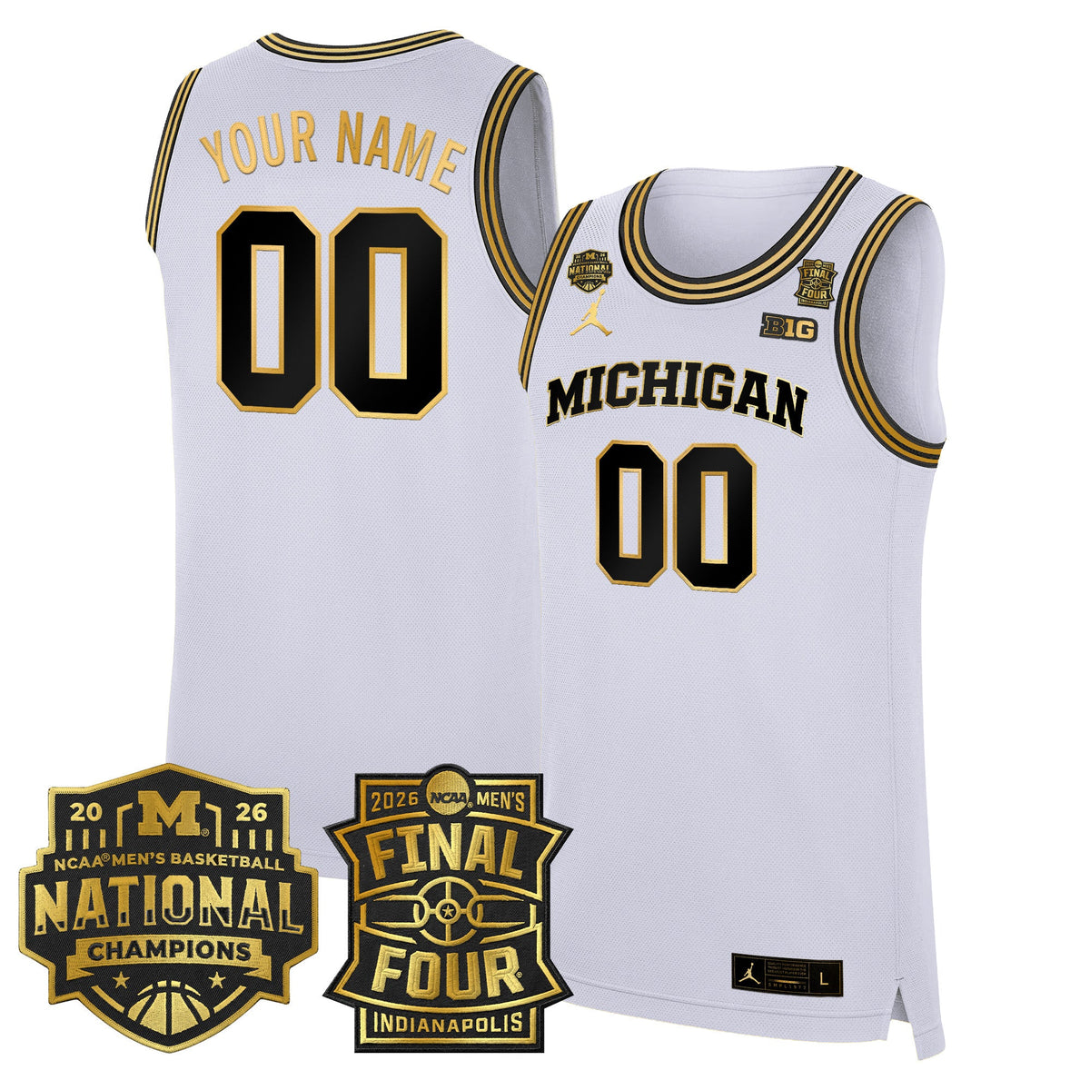 Michigan Wolverines 2026 Final Four & National Champions Patch Custom Basketball Jersey - All Stitched product image 4,
