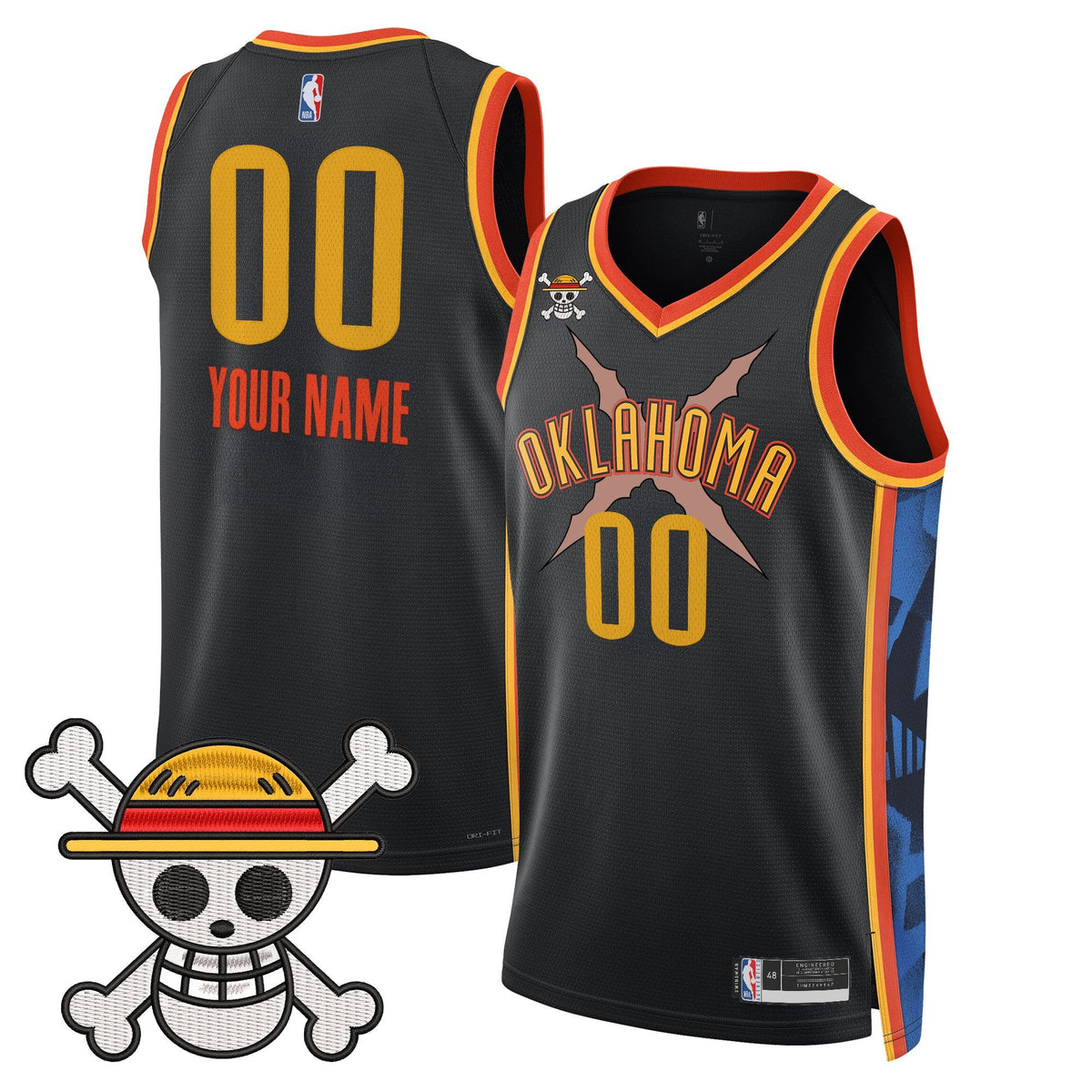 Oklahoma City Thunder x One Piece Swingman Custom Jersey- Stitched product image 3, provided for visual reference and
