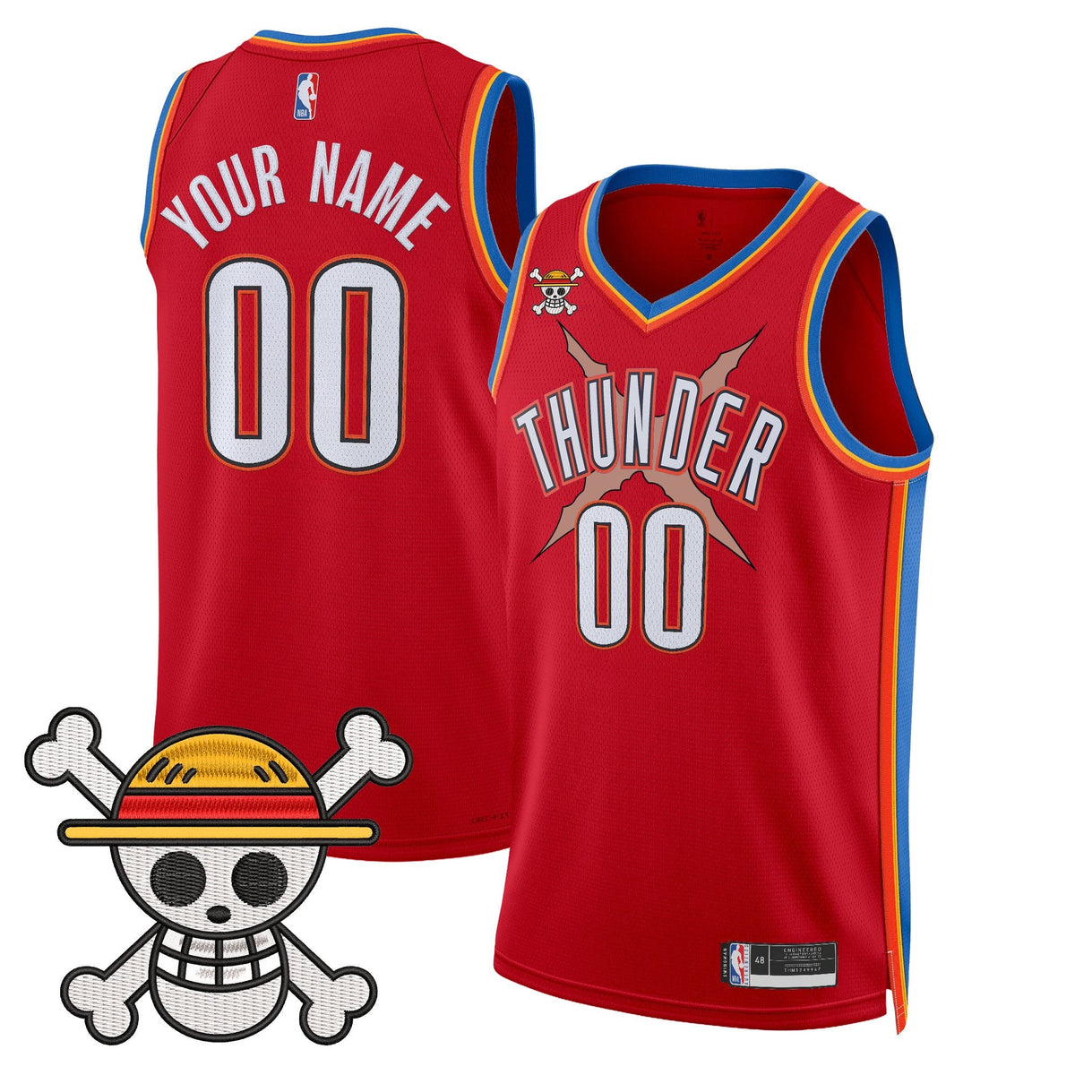 Oklahoma City Thunder x One Piece Swingman Custom Jersey- Stitched product image 4, provided for visual reference and