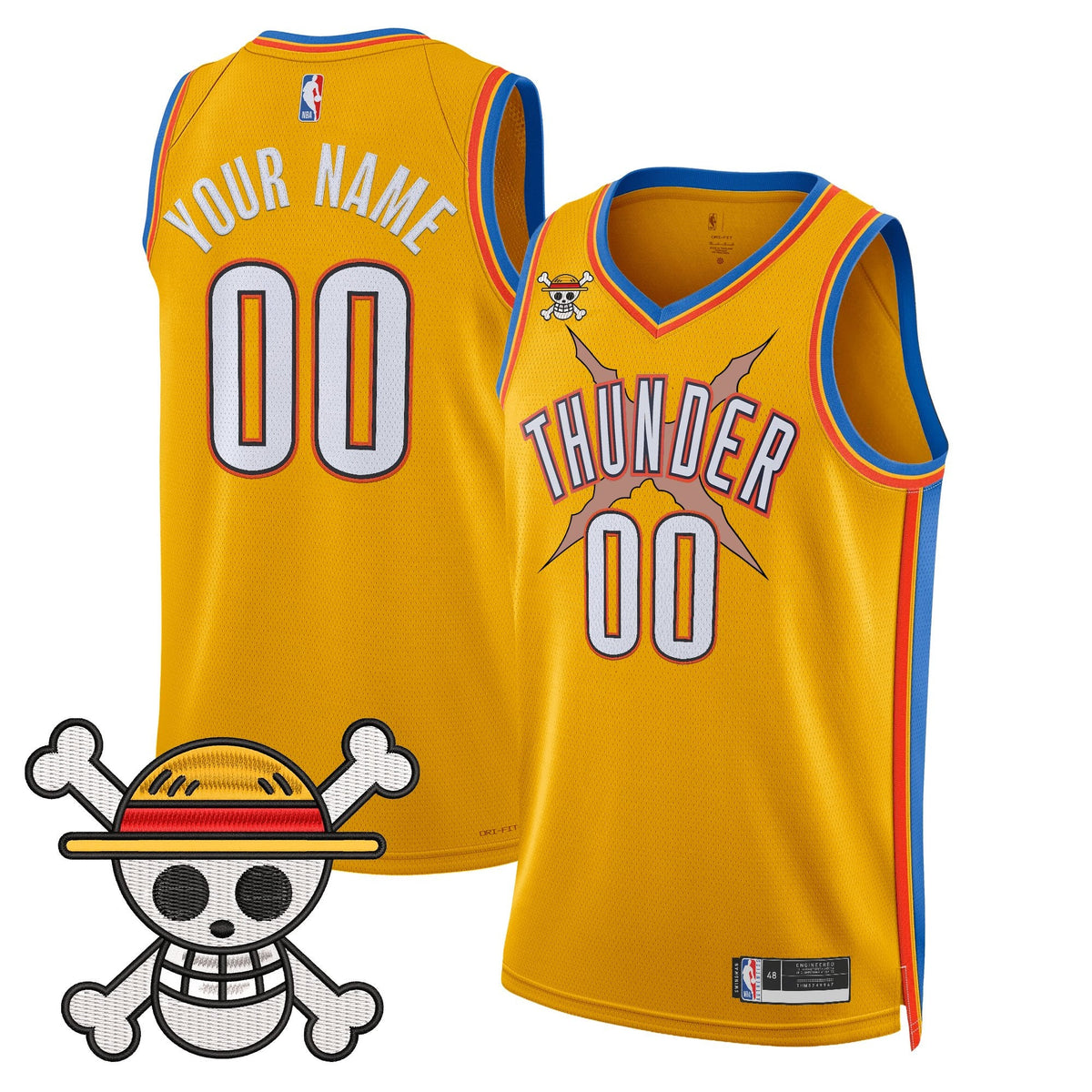 Oklahoma City Thunder x One Piece Swingman Custom Jersey- Stitched product image 5, provided for visual reference and