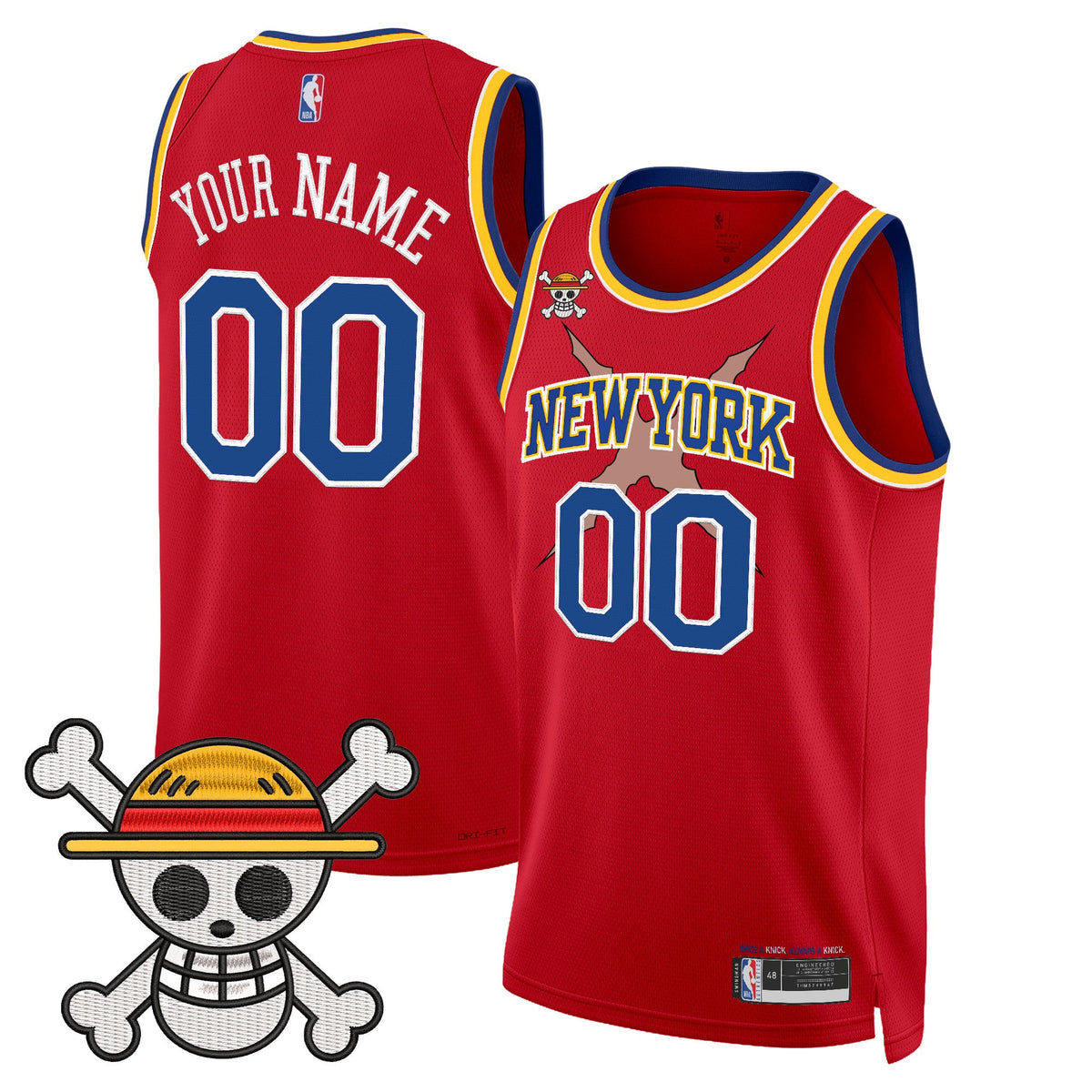 New York Knicks x One Piece Swingman Custom Jersey- Stitched product image 4, provided for visual reference and product