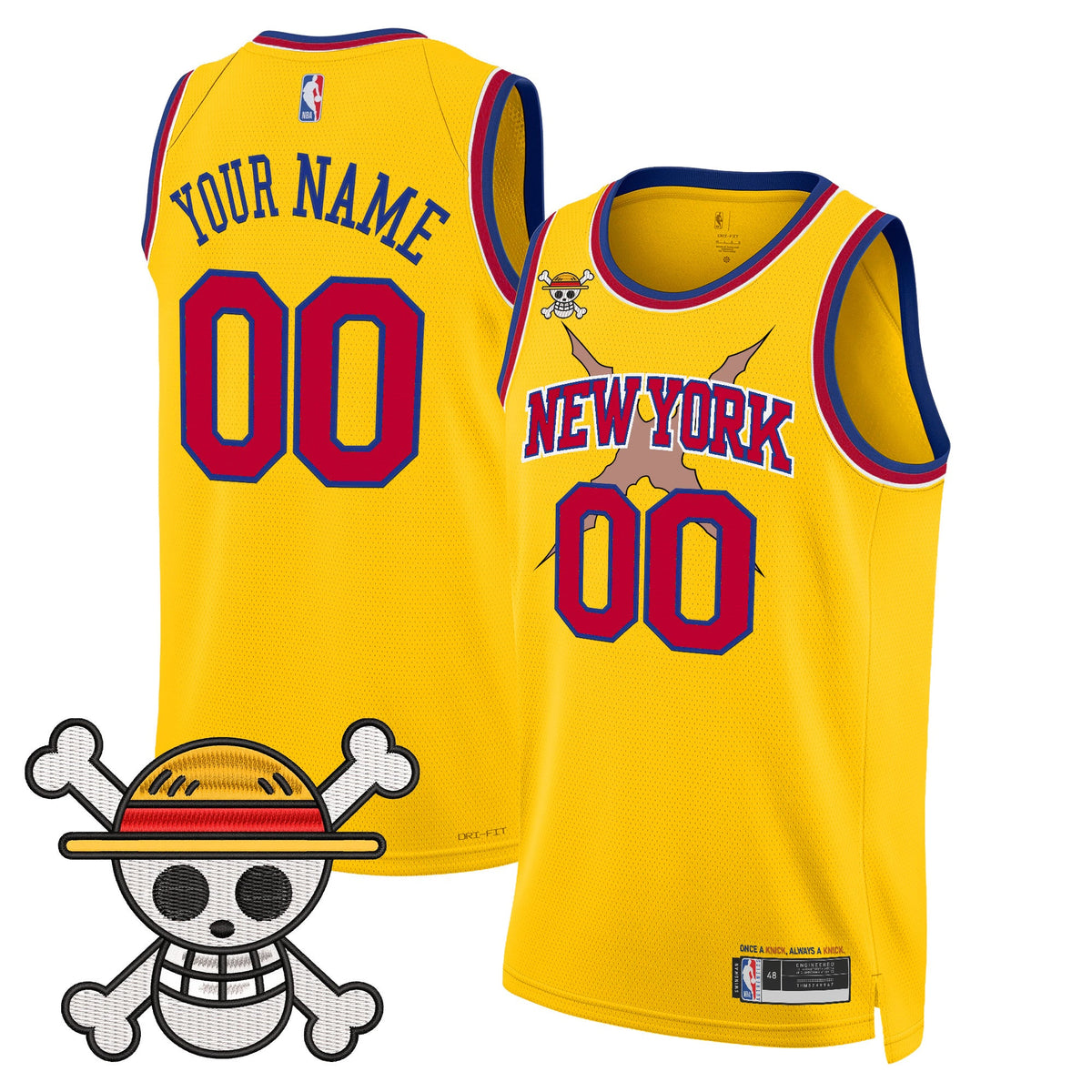 New York Knicks x One Piece Swingman Custom Jersey- Stitched product image 5, provided for visual reference and product