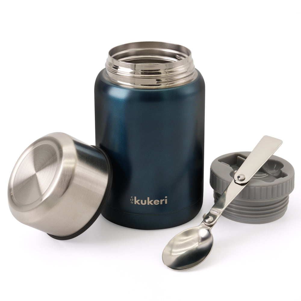 Kukeri 500ml Insulated Food Jar with Foldable Spoon - Pewter