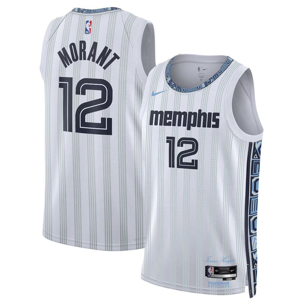 Ja Morant Memphis Grizzlies Unisex 2025/26 Jersey - White - City Edition product image 1, provided for visual reference and
