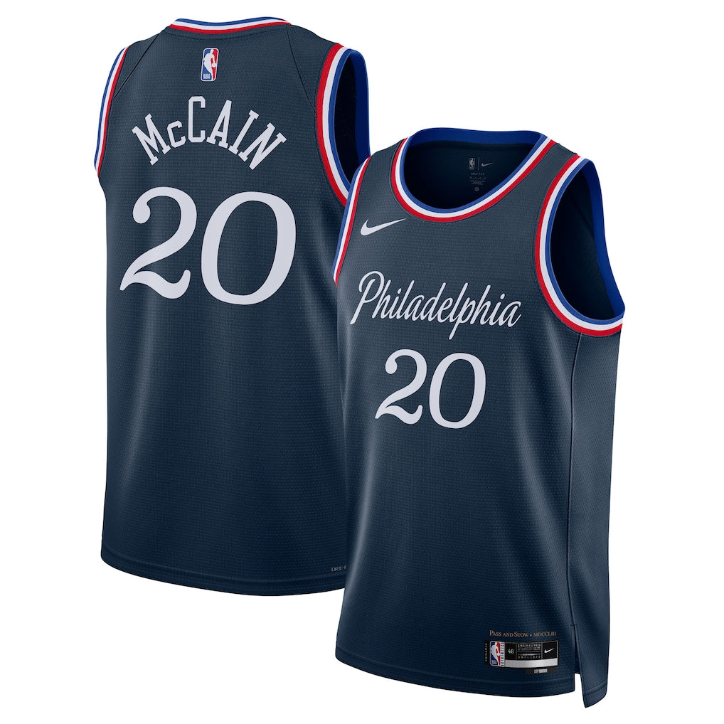 Jared McCain Philadelphia 76ers Unisex 2025/26 Jersey - Navy - City Edition product image 1, provided for visual reference