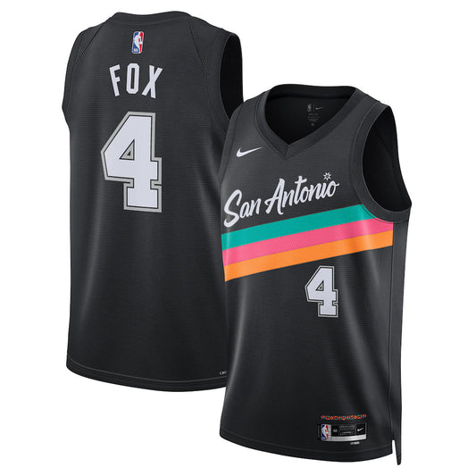 De'Aaron Fox San Antonio Spurs Unisex 2025/26 Jersey - Black - City Edition product image 1, provided for visual reference