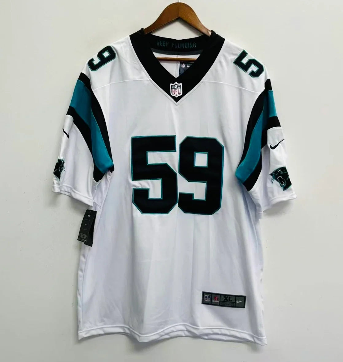 Luke Kuechly Carolina Panthers Official NFL NIKE Jersey White product image 2, provided for visual reference and product
