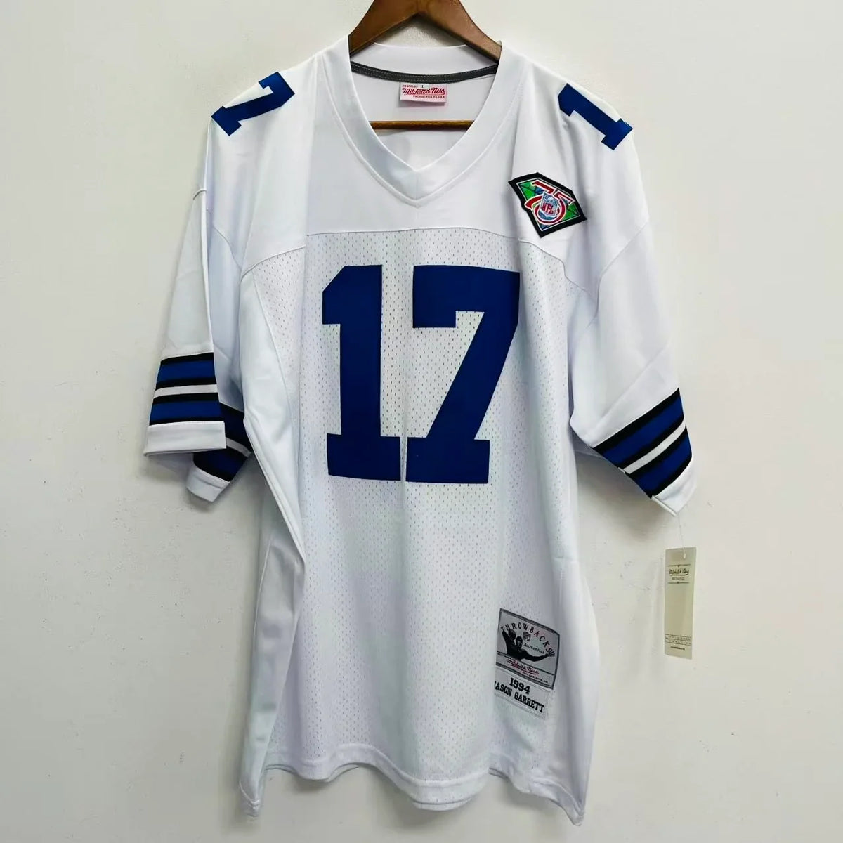 Jason Garrett Dallas Cowboys 1994 Official NFL Jersey white Mitchell & Ness product image 2, provided for visual reference