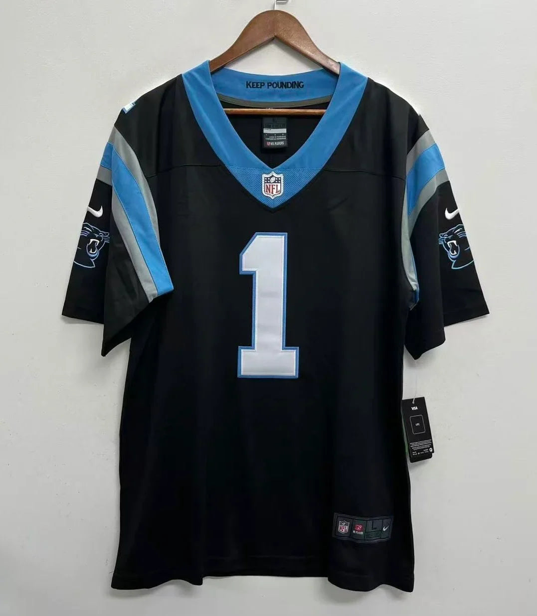 Cam Newton Carolina Panthers Official NFL NIKE Jersey black product image 2, provided for visual reference and product