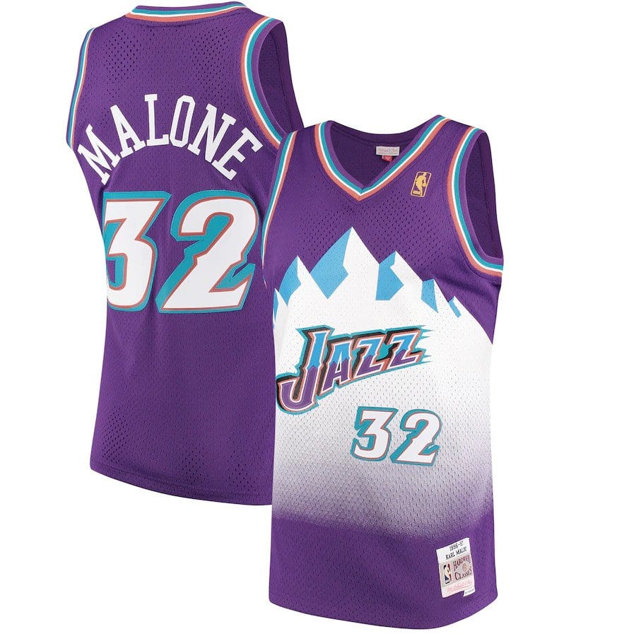 Karl Malone Utah Jazz 1996/97 Hardwood Classics Jersey - Purple product image 1, provided for visual reference and product