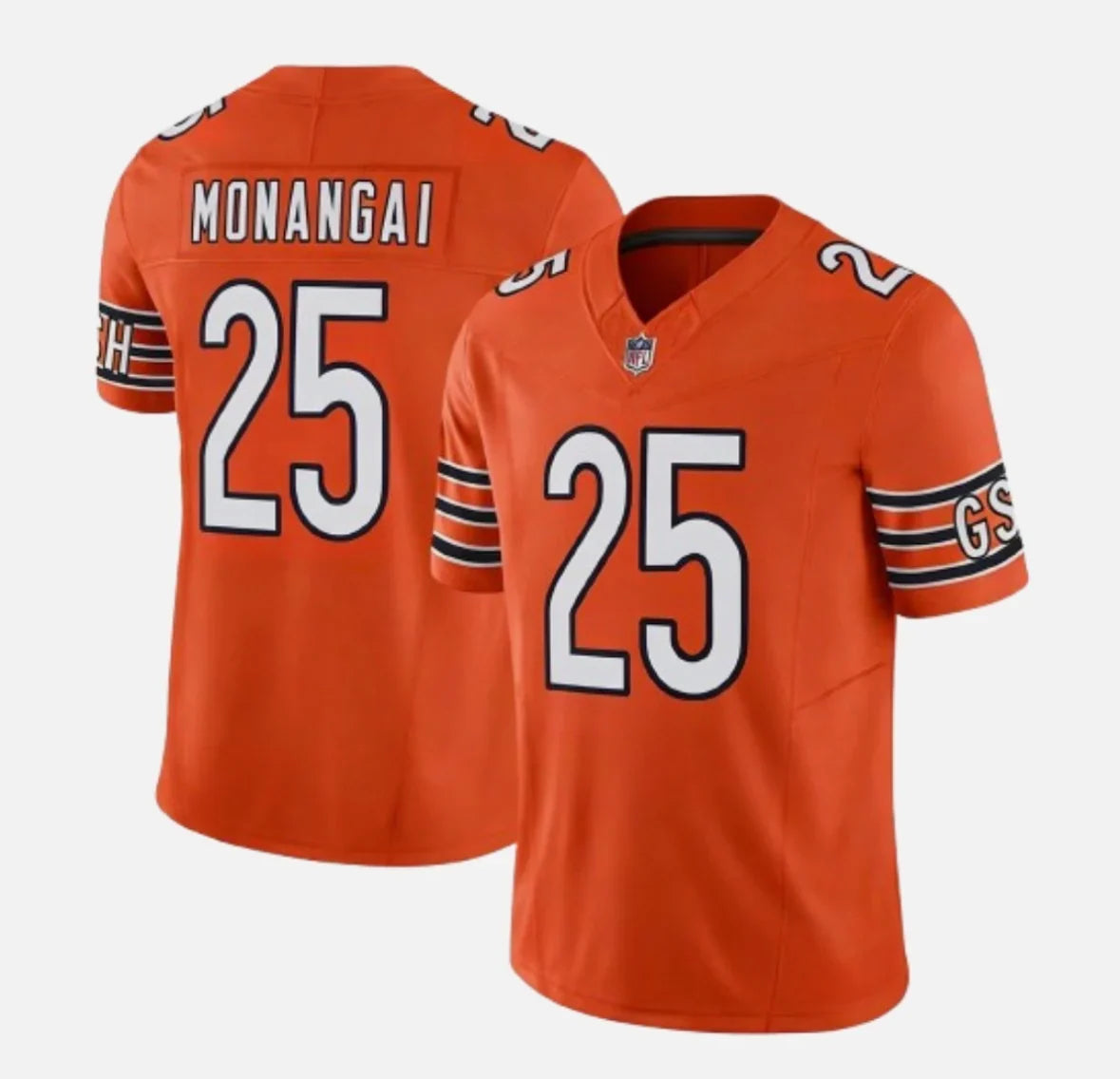 Kyle Monangai Chicago Bears YOUTH KIDS Official NFL Nike Alternate Jersey Orange. product image 1, provided for visual