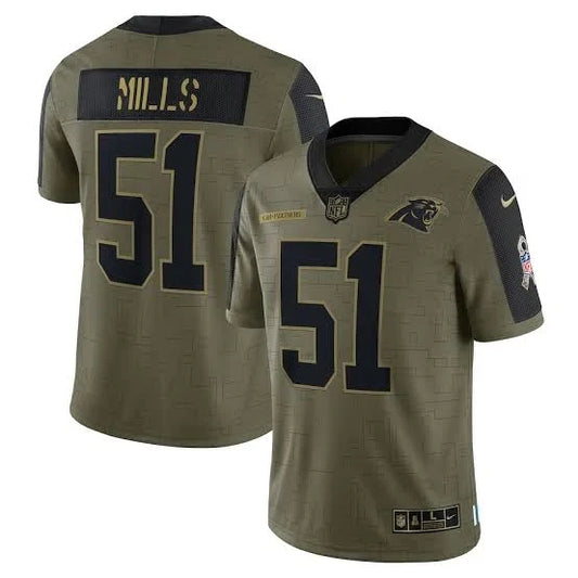 Sam Mills Carolina Panthers Official NFL NIKE Salute to Service Jersey product image 1, provided for visual reference and