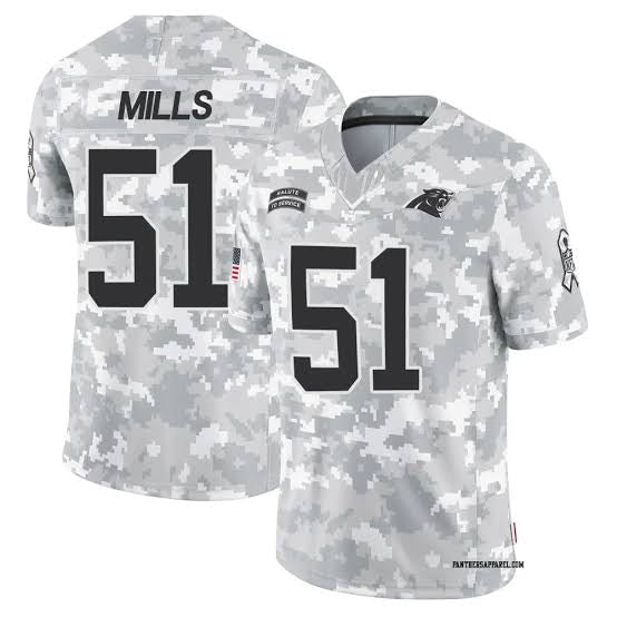 Sam Mills Carolina Panthers Official NFL NIKE Salute to Service Jersey product image 1, provided for visual reference and
