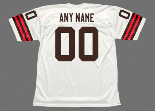 Any name & Number Classic Cleveland Browns white NFL Mitchell & Ness custom made jersey product image 1, provided for visual