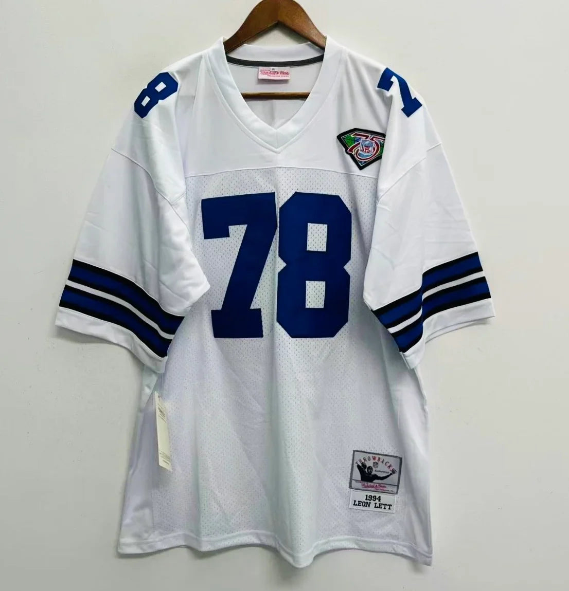 Leon Lett 1994 Dallas Cowboys Official NFL Jersey white Mitchell & Ness product image 2, provided for visual reference and