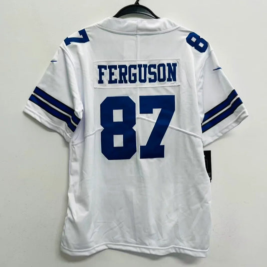 Jake Ferguson YOUTH KIDS Dallas Cowboys Official NFL Jersey white product image 1, provided for visual reference and product