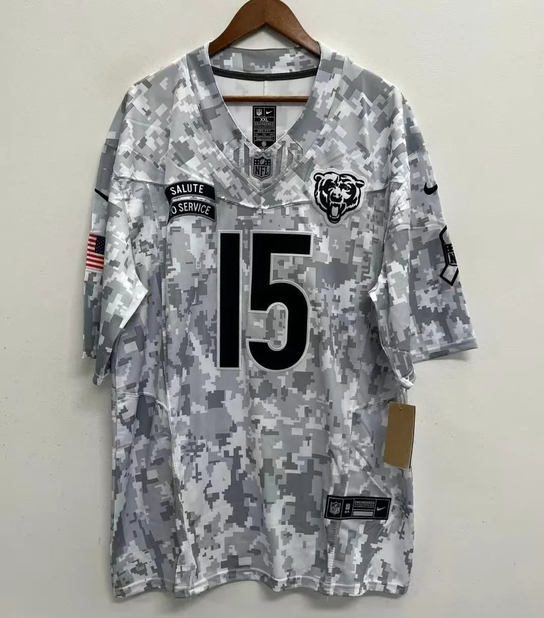 Rome Odunze Chicago Bears 2024 military salute to service Jersey Nike product image 4, provided for visual reference and