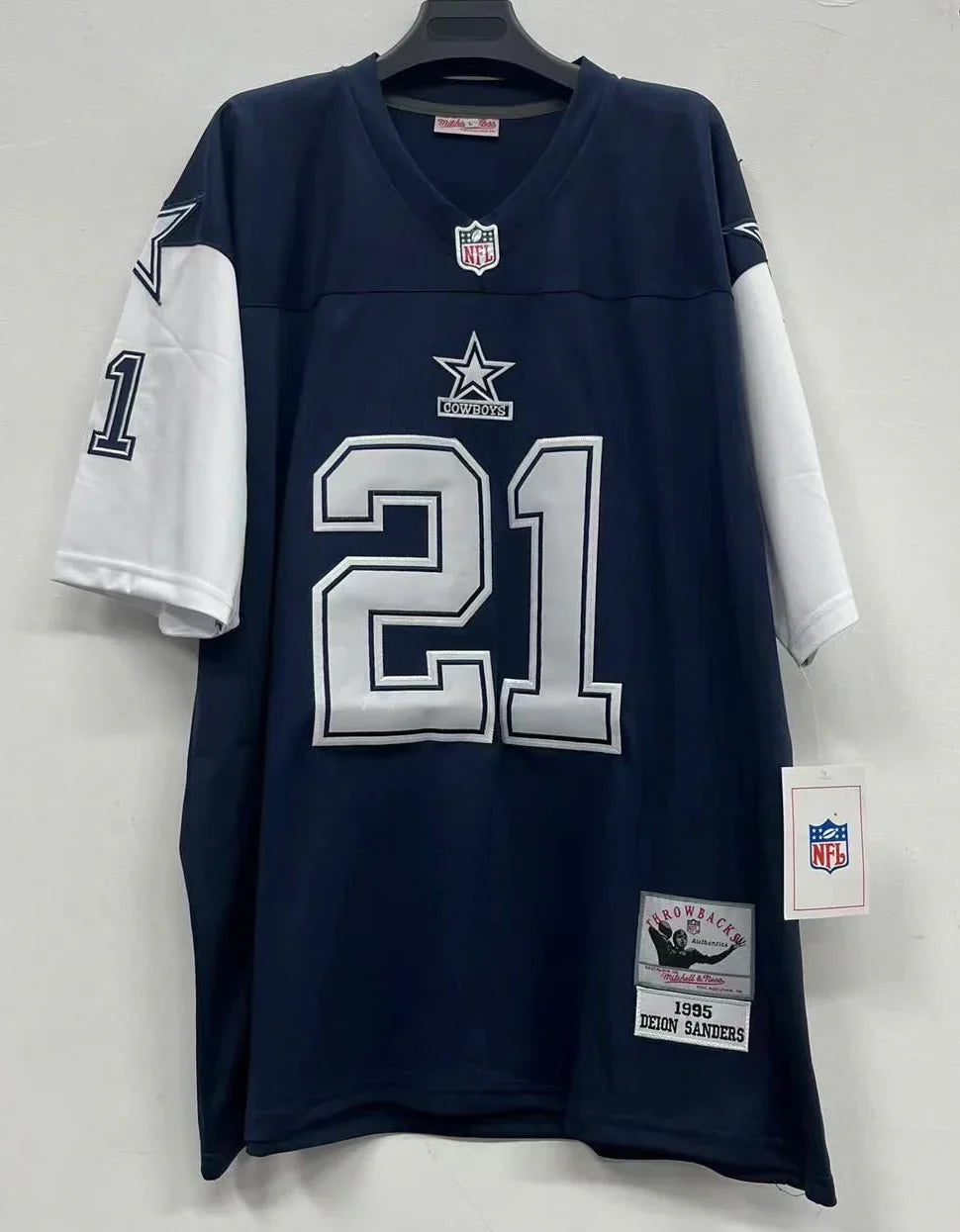 Deion Sanders 1995 Dallas Cowboys Official NFL Jersey Mitchell & Ness product image 2, provided for visual reference and