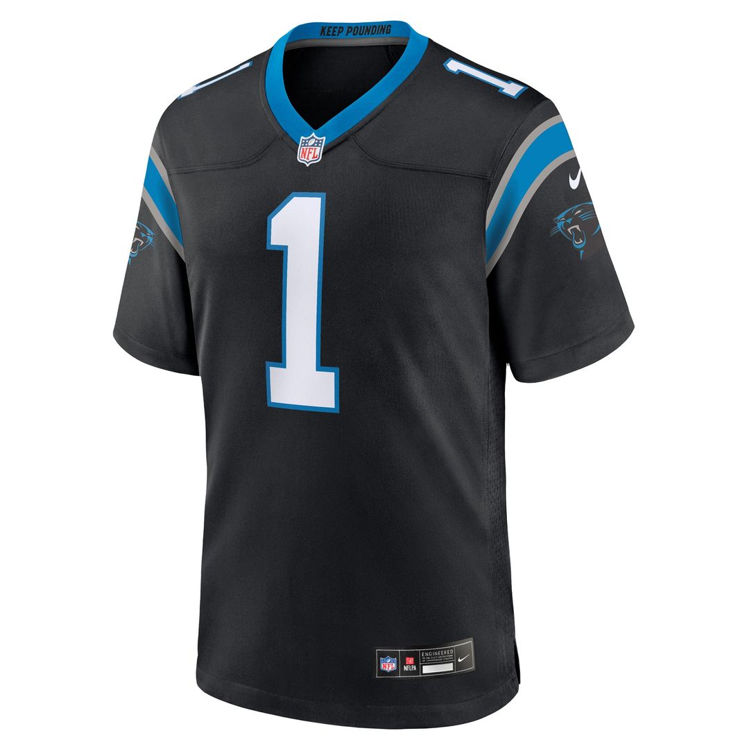Carolina Panthers Number 1 Groom Nike Black Game Jersey product image 2