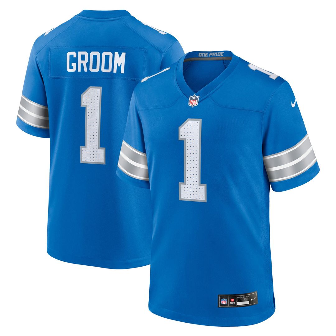 Detroit Lions Number 1 Groom Nike Blue Game Jersey product image 1