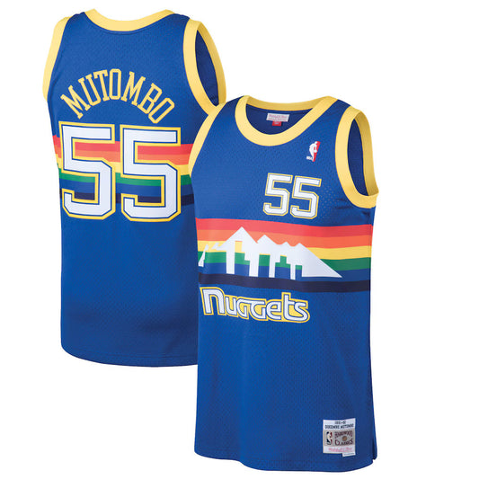 Dikembe Mutombo Denver Nuggets Mitchell & Ness 1991/92 Hardwood Classics Swingman Jersey - Blue product image 1, provided
