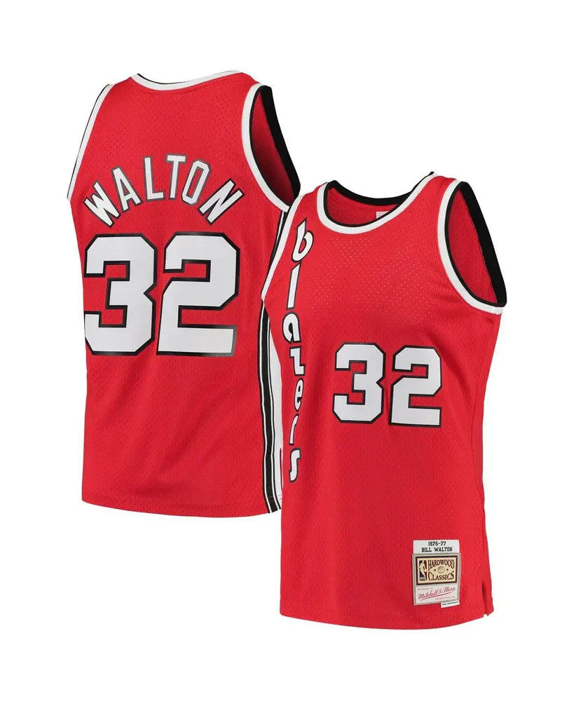 Bill Walton Portland Trail Blazers 1976/77 Hardwood Classics Jersey - Red product image 1, provided for visual reference and