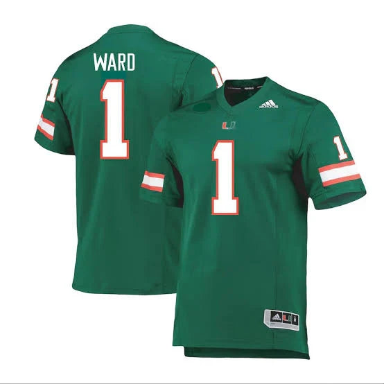 Cam Ward YOUTH KIDS Miami Hurricanes Official NCAA Adidas Jersey Green product image 1, provided for visual reference and
