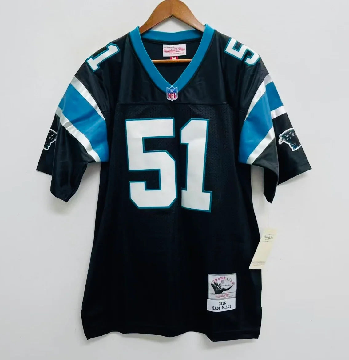 Sam Mills Carolina Panthers Official NFL Mitchell & Ness Jersey product image 2, provided for visual reference and product